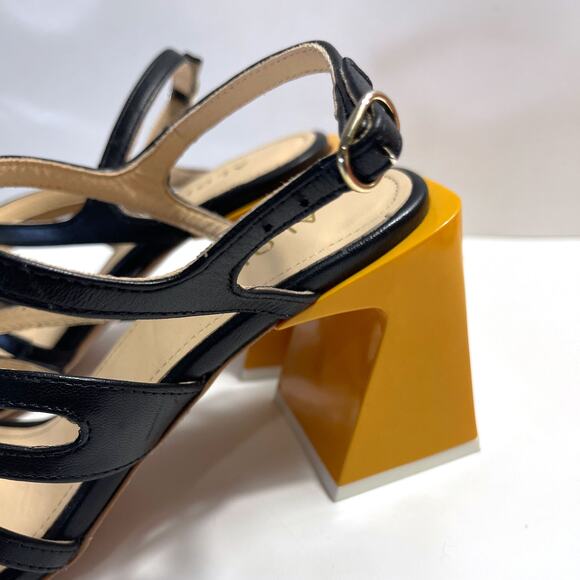 ALOHAS NWOT Aubrey Strappy Yellow Block Heel Square Toe Sandal Size 37/6.5 - Picture 9 of 16